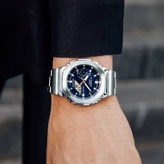 G SHOCK 2100 D SILVER BLUE DIAL WATCH