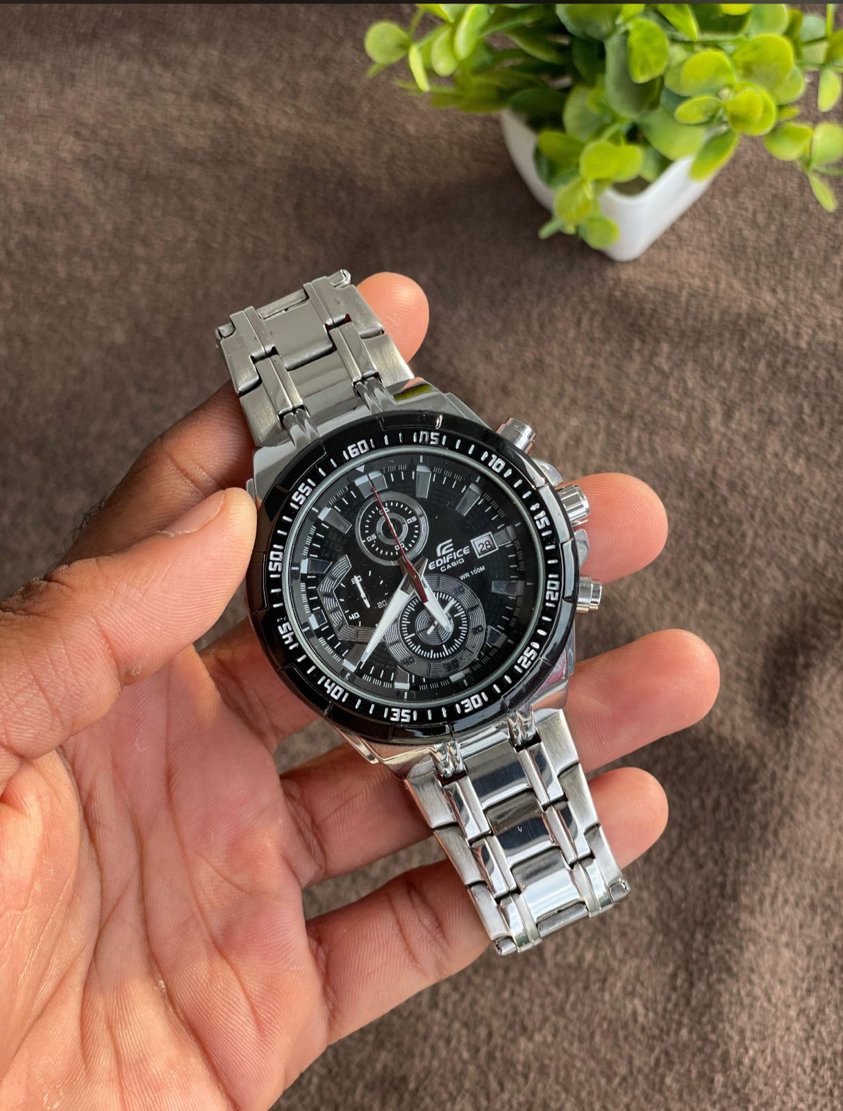 New Luxurious edifice chronograph working with Black and Gold Dial Watch for men