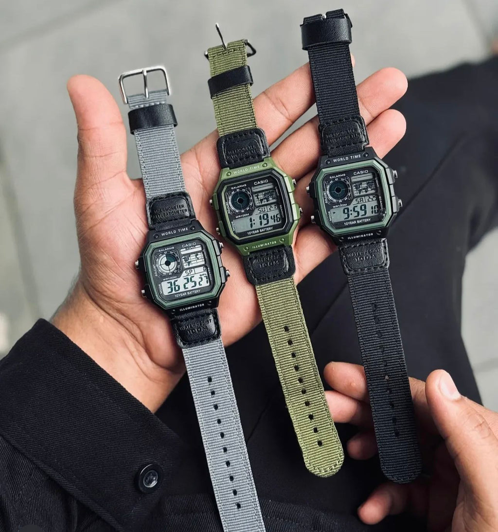 Casio Unisex Analogue Quartz Watch with Strap in AE-1200WHUB-3AVEF, Strap, Strap