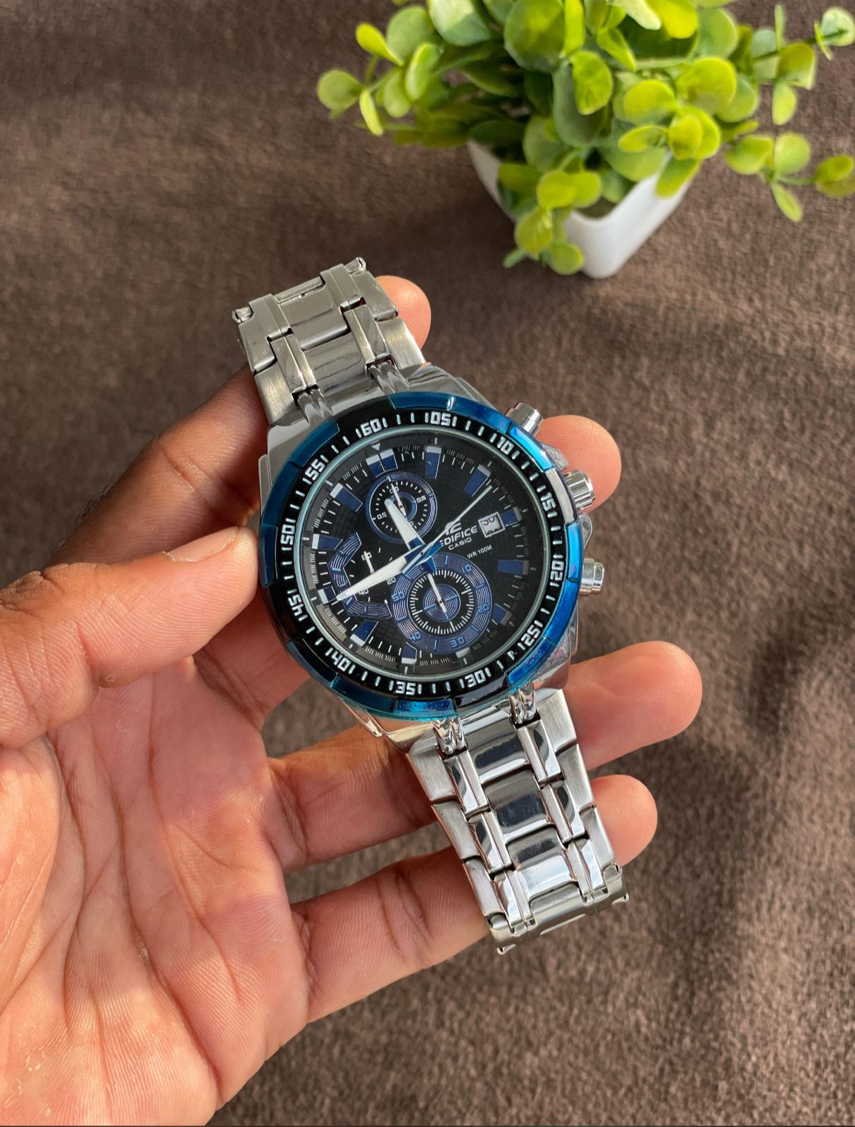 New Luxurious edifice chronograph working with Black and Gold Dial Watch for men