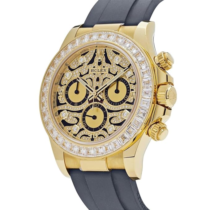 Luxury Gold Plated Unisex Analog Chronography Watch - Iceout Bling Silicone Belt, Premium Diamond Watch, Elegant Tiger Design - Luxury Gift for Unisex