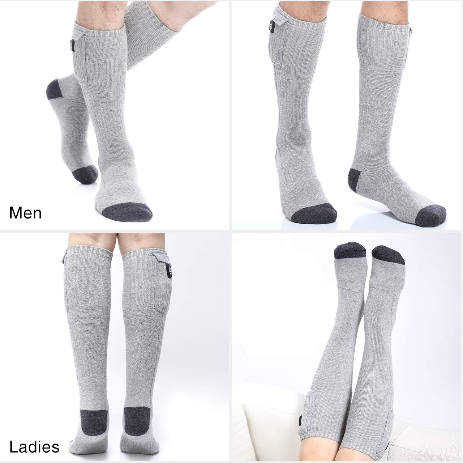 Heated Socks for Men Women, Electric Socks with 7.4V 2200mAh Rechargeable