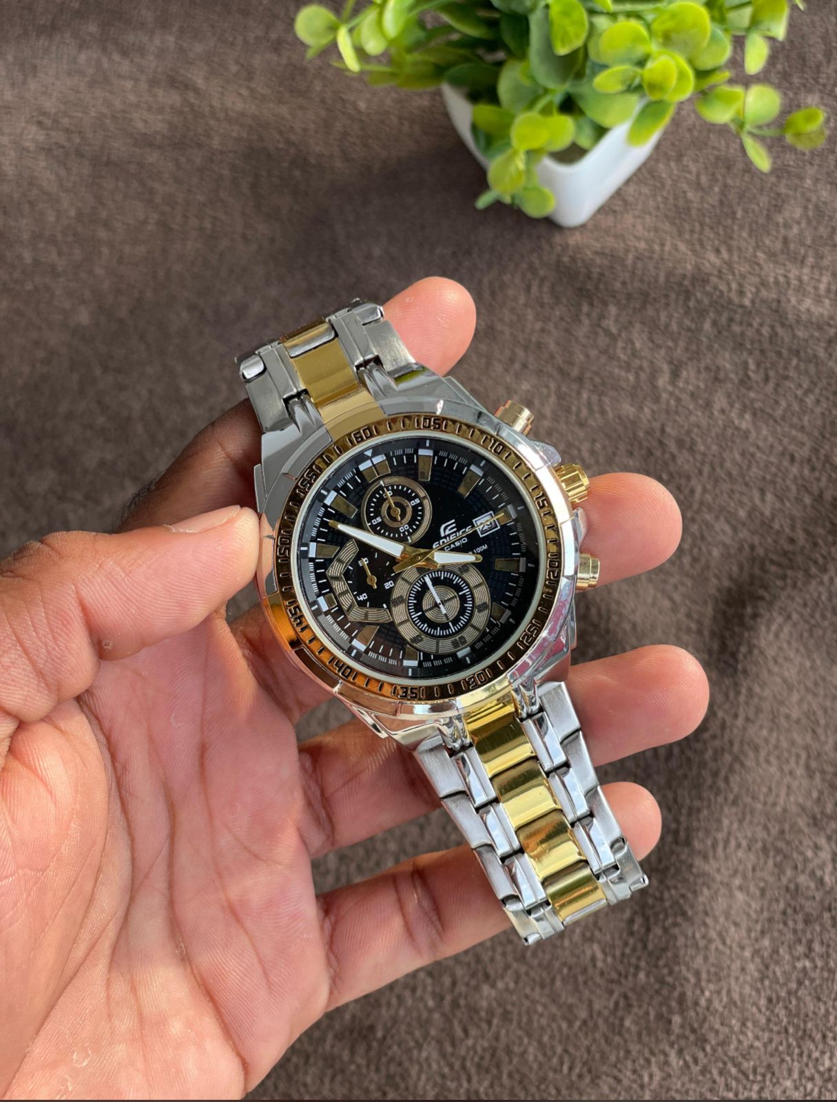 New Luxurious edifice chronograph working with Black and Gold Dial Watch for men
