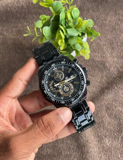 New Luxurious edifice chronograph working with Black and Gold Dial Watch for men