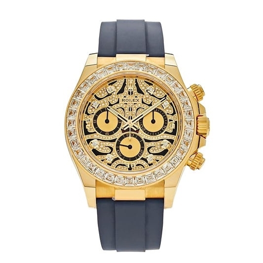 Luxury Gold Plated Unisex Analog Chronography Watch - Iceout Bling Silicone Belt, Premium Diamond Watch, Elegant Tiger Design - Luxury Gift for Unisex