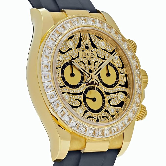 Luxury Gold Plated Unisex Analog Chronography Watch - Iceout Bling Silicone Belt, Premium Diamond Watch, Elegant Tiger Design - Luxury Gift for Unisex