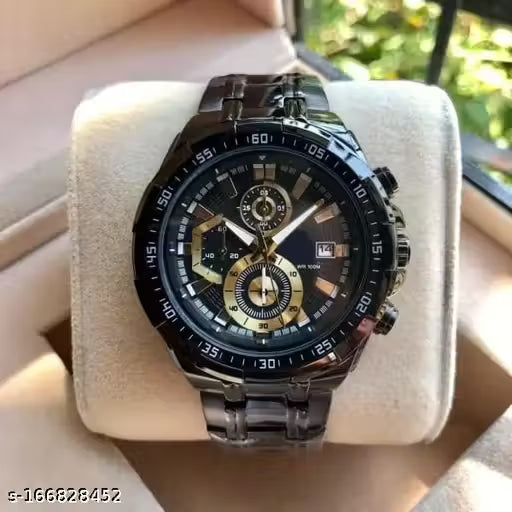 New Luxurious edifice chronograph working with Black and Gold Dial Watch for men