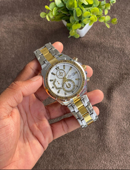 New Luxurious edifice chronograph working with Black and Gold Dial Watch for men