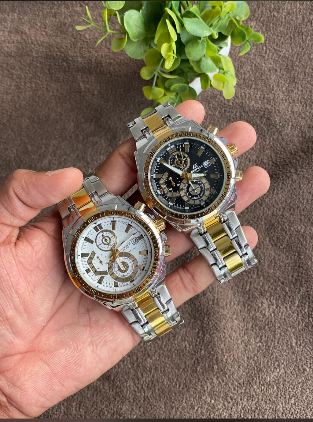 New Luxurious edifice chronograph working with Black and Gold Dial Watch for men