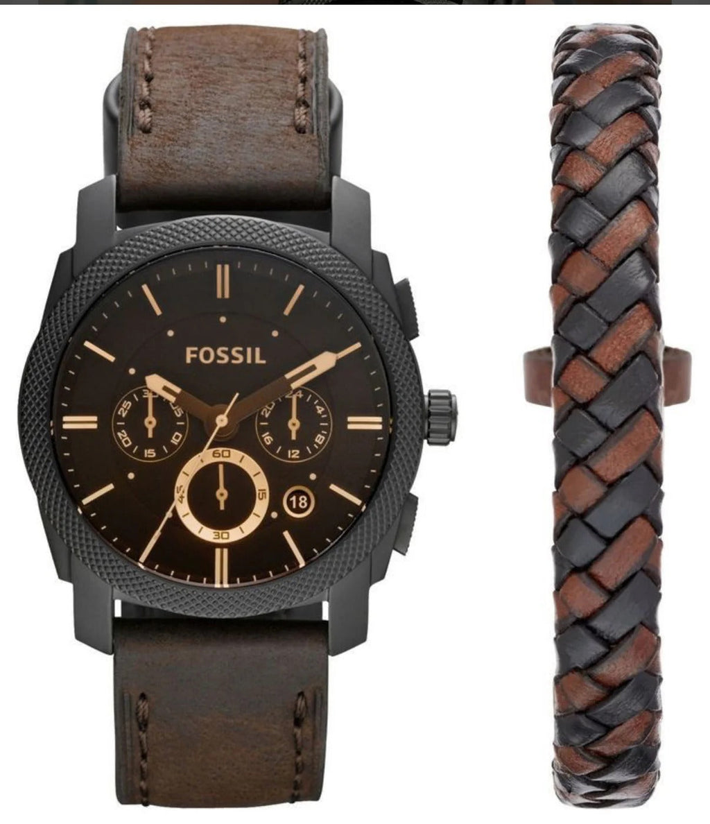 Fossil Japanese Brown Dial & Brown Leather Strap Men’s Watch