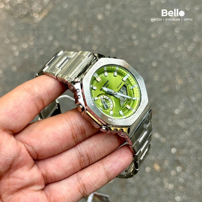 G SHOCK 2100 D SILVER GREEN DIAL WATCH