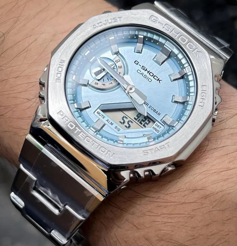 G SHOCK 2100 D SILVER ORANGE DIAL WATCH