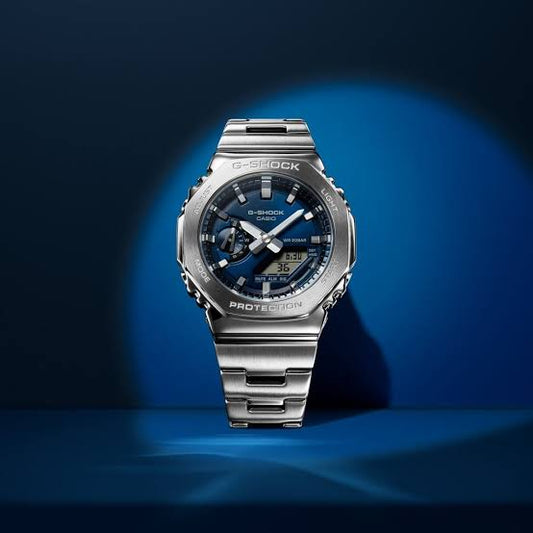 G SHOCK 2100 D SILVER BLUE DIAL WATCH