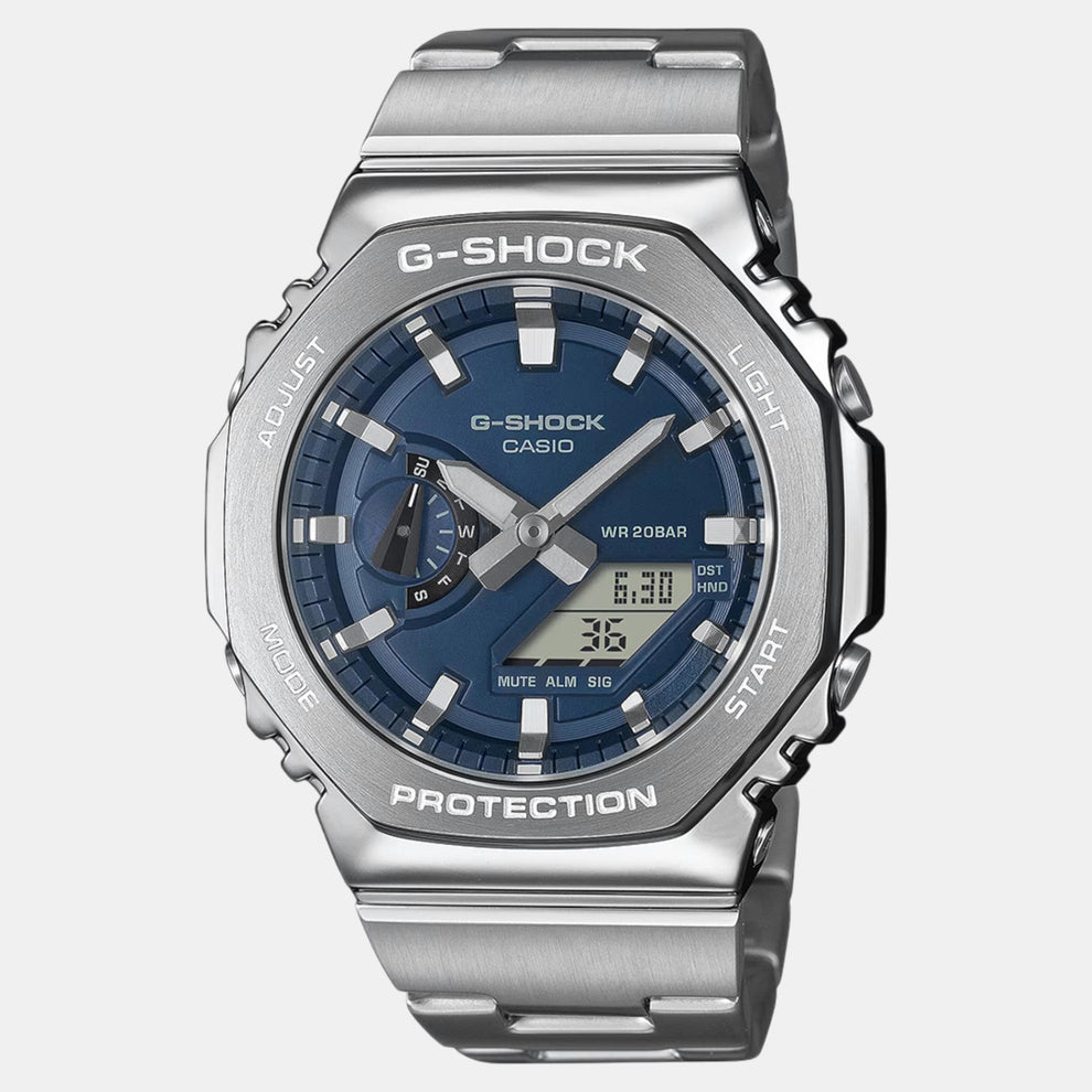 G SHOCK 2100 D SILVER BLUE DIAL WATCH